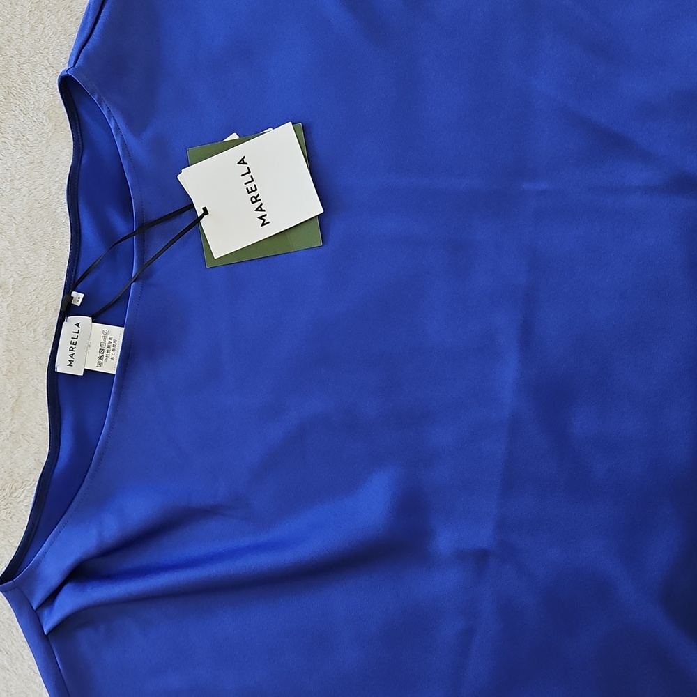 NWT MARELLA Women's Asymmetric Boat Neck Top:Color-Cornflower Blue: Size- 14 - Picture 4 of 16